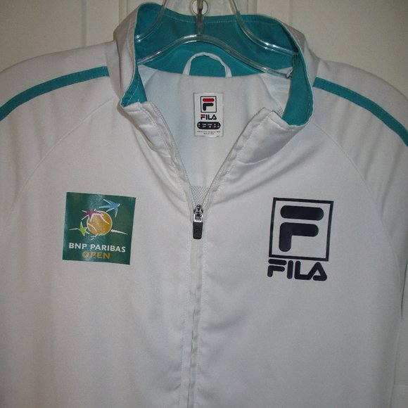 FILA Mens L/S BNP Paribas Open Full Zip White Tennis Windbreaker NWOT - Small - Picture 2 of 3